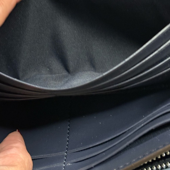 Coach Blue and Brown Floral Accent Wallet - Picture 7 of 9